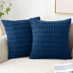 Throw Pillow Covers 18x18 inch Set of 2 Corduroy Decorative Pillow Cases Couch