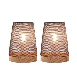 Set of 2 Medium Metal Mesh Outdoor lantern, Battery Powered Decorative Lamp